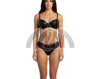 Black Quilted Leather Lingerie Set – Handmade Clubwear And Roleplay Outfit