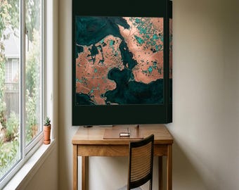 Denmark Map Canvas or Print | Copper Patina Style Wall Art | Travel Christmas Gift