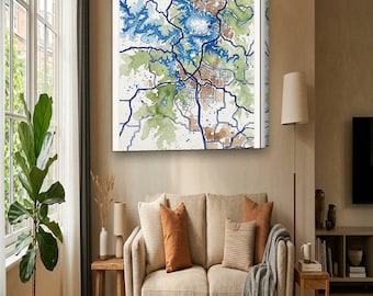 Lake of the Ozarks Map Canvas | Custom Lake House Map in Watercolor | Lake of the Ozarks MO Wall Art Gift