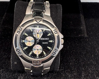 Vintage Herren Seiko Quarz Chronograph Armbanduhr