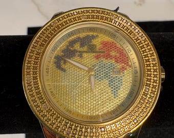 Vintage Super Techno World Map Men's Fashion Watch