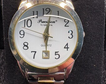 Vintage dames Precision by Gruen tweekleurig quartz kalenderhorloge