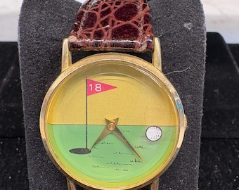 Vintage Floating Golf Ball Themed Men's Quartz Wristwatch
