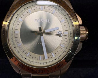 Vintage Men's Fossil Decker Gold Tone Quartz Wristwatch Model AM4386