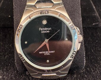 Vintage Men's Armitron Diamond Series Stainless Steel Quartz Dress Watch