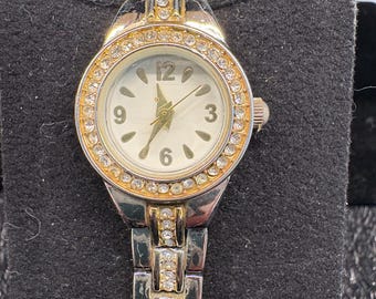 Vintage tweekleurige quartz cocktailjurkhorloge dames