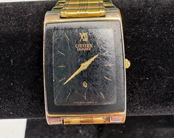 Vintage Men's Citizen CQ Quartz Tank Style Dress Watch