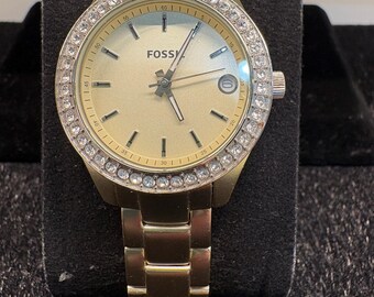 Vintage Fossil Stella mini goudkleurig dameshorloge model ES2962 quartz