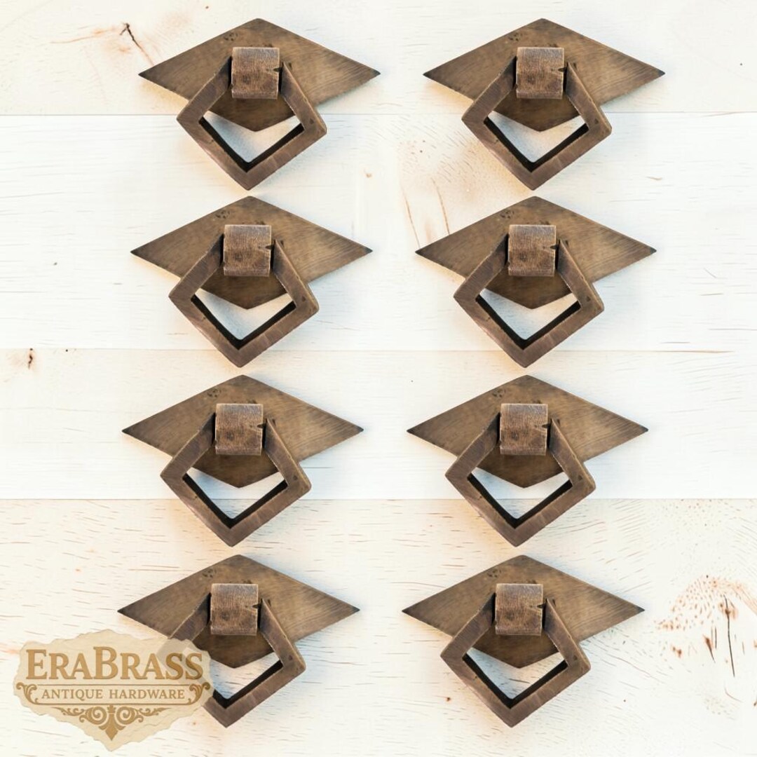 Set of 8 Diamond Cabinet Pull Handles 8cm, Cast Solid Brass Drawer ...