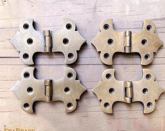 4個パック 3.54インチ ヴィンテージ ビクトリアン ソリッドブラス ヒンジ、クラシック キャビネット、引き出し、ドア用金具 (V.051)