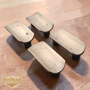 Vintage Solid Brass Drawer Pulls – Antique Cabinet Door Handles (4-Piece Lot)