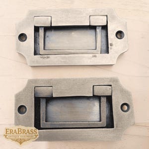 Set of 3.46" Solid Brass Octagonal Flush Pull Handles, Vintage Cabinet Drawer Door Hardware, Antique Style H.011