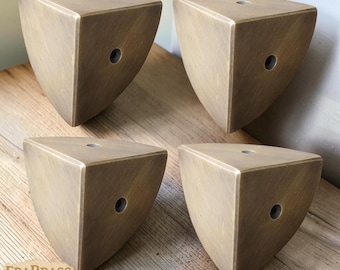 Juego de 2" de protectores de esquina de latón macizo vintage, decoración sencilla para gabinetes Skiffer