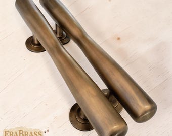 11.81" Inches Pair of Vintage Brass Door Pull Handles, Antique Style Entry Door Handles