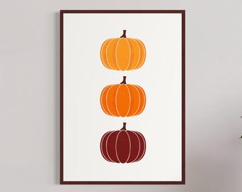Pumpkin Wall Art | Minimalist Autumn Poster | Modern Fall Decor | Neutral Pumpkin Print