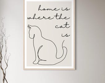 Line Art Cat Print | Minimalist Pet Wall Art | Neutral Home Decor