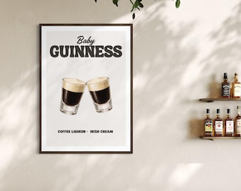 Baby Guinness Print | Home Bar Wall Art | Neutral Modern Poster