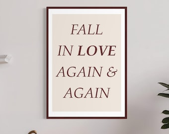 Fall In Love Poster | Autumn Quote Print | Minimal Fall Wall Art