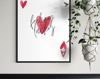 Feeling Lucky Print | Minimal Playing Card Print | Ace of Hearts Poster