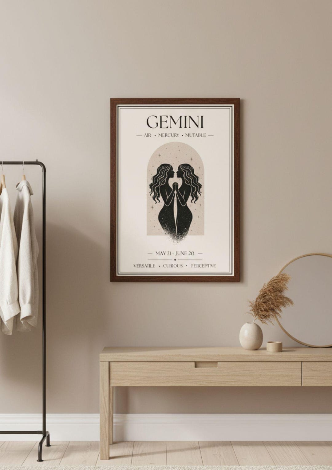Gemini Zodiac Print | Star Sign Wall Art | Neutral Astrology Poster ...