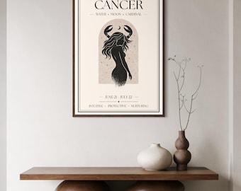 Cancer Zodiac Print | Star Sign Wall Art | Neutral Astrology Poster | Minimal Horoscope Decor