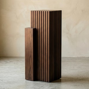 Solid Walnut Decor Column, Fluted Pedestal Stand, Luxury Display Plinth, Organic Modern Accent Column, Handmade Sculpture Stand