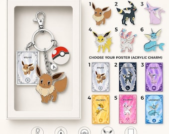Llavero de Sylveon, llaveros a juego, llaveros de Eeveelutions para videojuegos, llavero acrílico personalizado, llavero Y2K, llavero para mochila