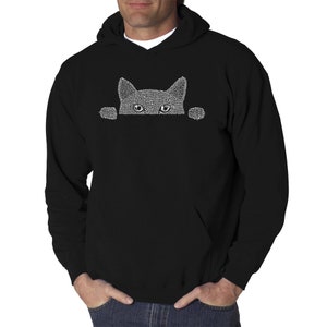 Men&#39;s Word Art Hooded Sweatshirt - Peeking Cat