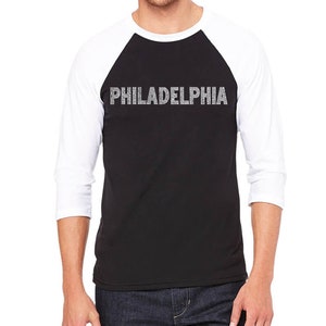 Men&#39;s Raglan Baseball Word Art T-shirt - Philadelphia Neighborhoods