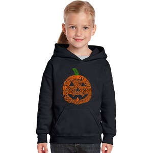 Girl&#39;s Word Art Hooded Sweatshirt - Pumpkin