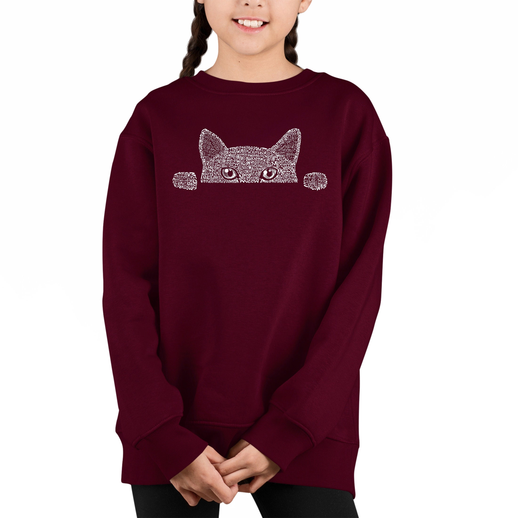 売れ筋商品|||エルエーポップアート カットソー トップス レディース Women's Word Art Peeking Cat Crewneck Sweatshirt Black Peeking Cat - Women's Word Art Crewneck Sweatshirt – LA Pop Art