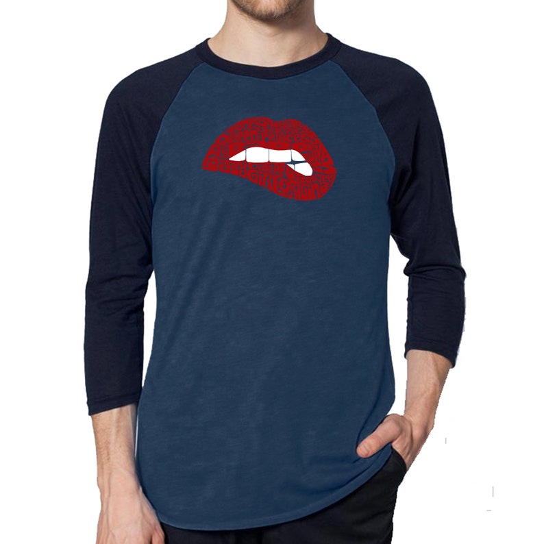 Savage Lips Men/'s Raglan Baseball Word Art T-shirt