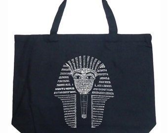 Large Tote Bag - King Tut - Created out of Names of different Egyptian Gods