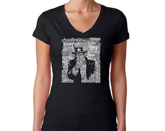 Women's V-Neck T-Shirt - Created using every major U.S. Conflict Uncle Sam