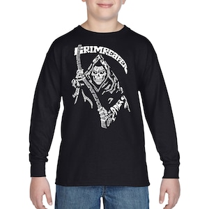 Boy&#39;s Word Art Long Sleeve T-Shirt - Grim Reaper