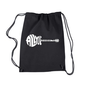 Drawstring Backpack - Guitar Created Out of The Words All You Need is Love