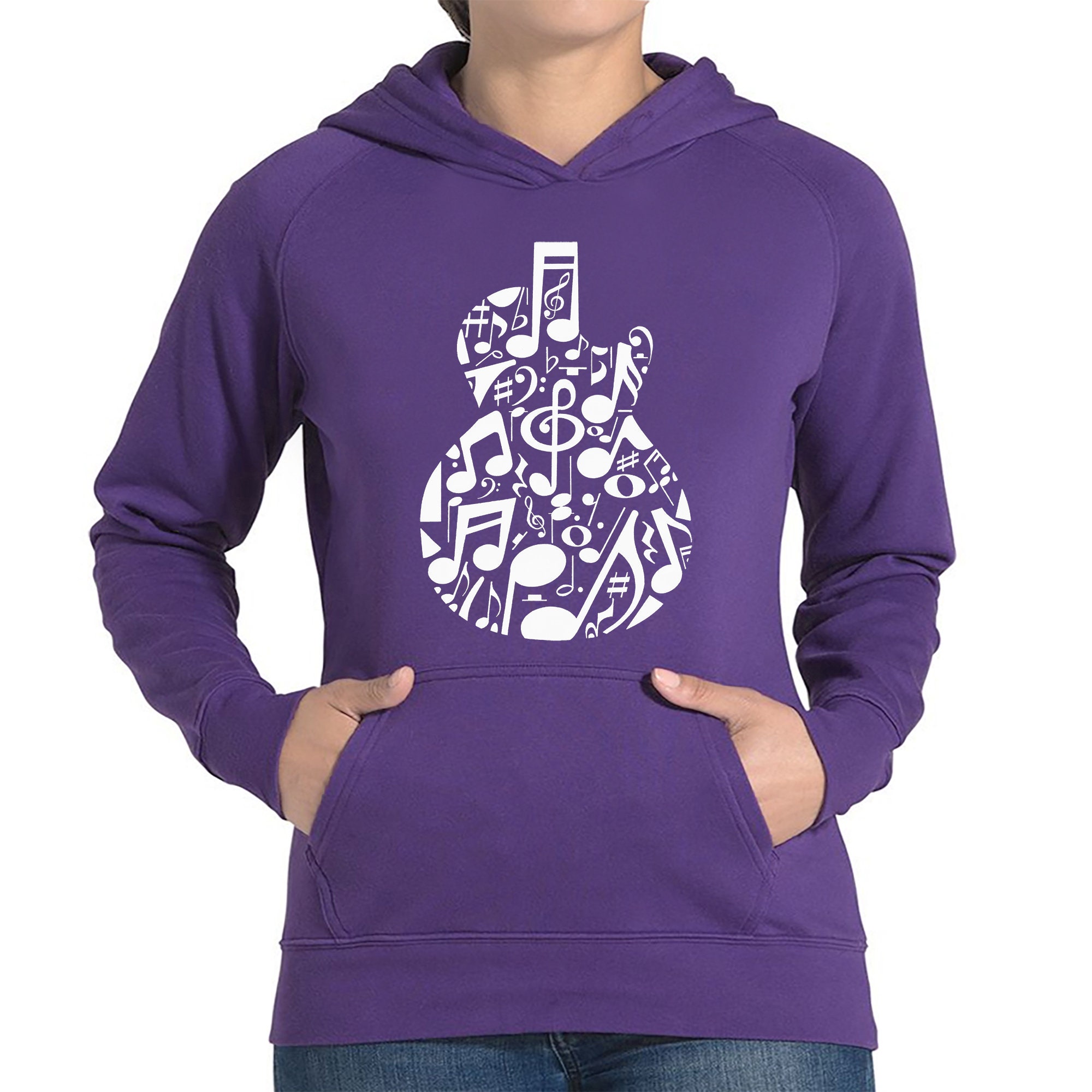 売れ筋商品|||エルエーポップアート カットソー トップス レディース Women's Music Notes Guitar Word Art Hooded Sweatshirt Black Music Notes Guitar - Women's Word Art Hooded Sweatshirt