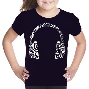 Girl&#39;s Word Art T-shirt - Music Note Headphones