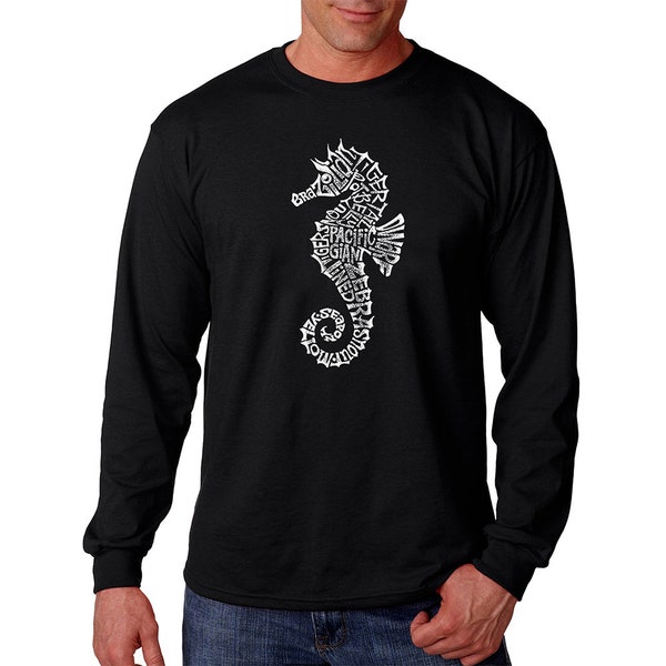 Men's Long Sleeve T-shirt Created out of Popular Types of Seahorse
