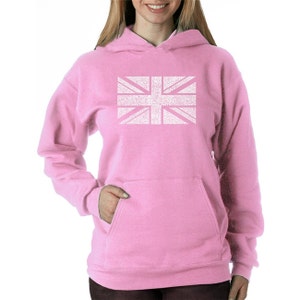 Women&#39;s Hooded Sweatshirt - Union Jack - Created using Major UK Cities