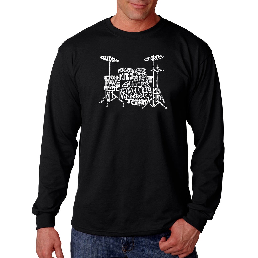 Men's Word Art Long Sleeve T-shirt Drums - Etsy