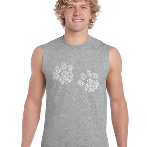 Men's Sleeveless Shirt Meow Cat Prints Cat Paw Created out of the Word Meow image 2