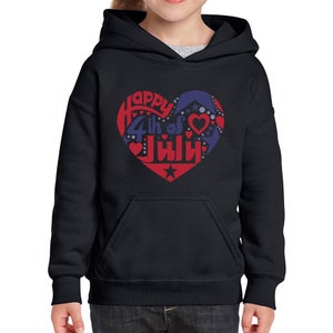 Girl&#39;s Word Art Hooded Sweatshirt -  Happy 4th of July