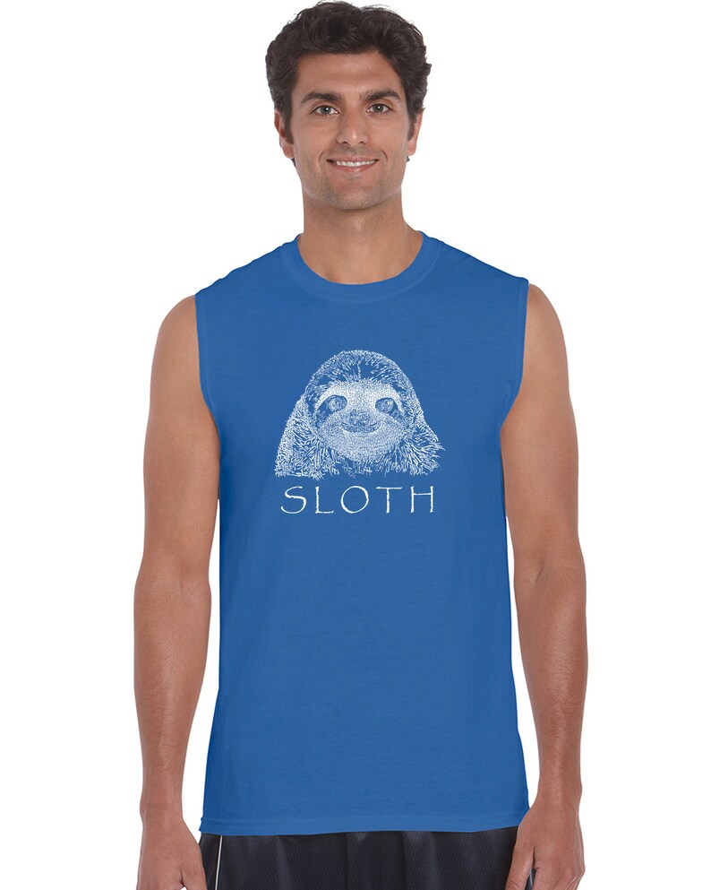 Men/'s Word Art Sleeveless T-shirt Sloth