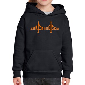 LA Pop Art Girl&#39;s &quot;Word Art&quot; Hooded Sweatshirt - San Francisco Bridge