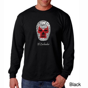 Men&#39;s Long Sleeve T-shirt - Mexican Wrestling Mask - Created using different Mexican wrestling moves