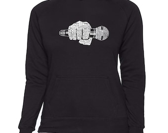 LA Pop Art Women's Word Art Hooded Sweatshirt -  90's Rappers