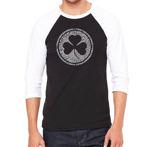Men&#39;s Raglan Baseball Word Art T-shirt - Lyrics To When Irish Eyes Are Smiling
