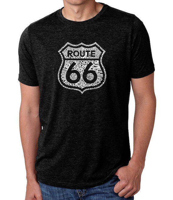 たーつです(^^) Men's Premium Blend Word Art T-shirt - Get Your Kicks on Route 66