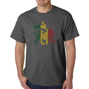 Men&#39;s T-shirt - Rasta Lion - One Love Created using the words One Love